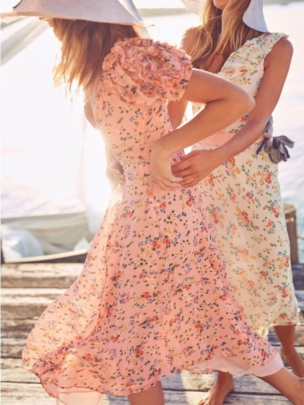 LoveShackFancy Pink Floral Midi Dress